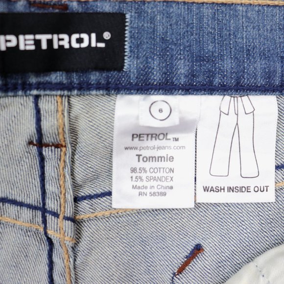 PJ Petrol Women's Tommie Bermuda Denim Jean Shorts Embellished Ripped Stretch 6 - Picture 7 of 7